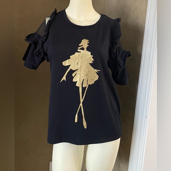 Top T-Shirt Cotton Tee Shirt Ballet Dancer Pattern Print Dance, M - Picture 1 of 11